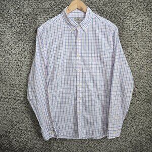 J Crew Shirt Mens Medium Pink Blue Button Down Long Sleeve Collared Casual